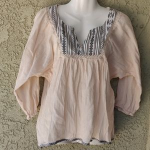 Mystree boho long sleeve peasant top blouse